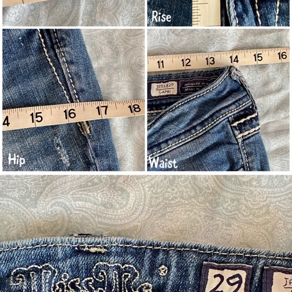 Miss me white wash low rise denim Capri pants 29 - Picture 5 of 5